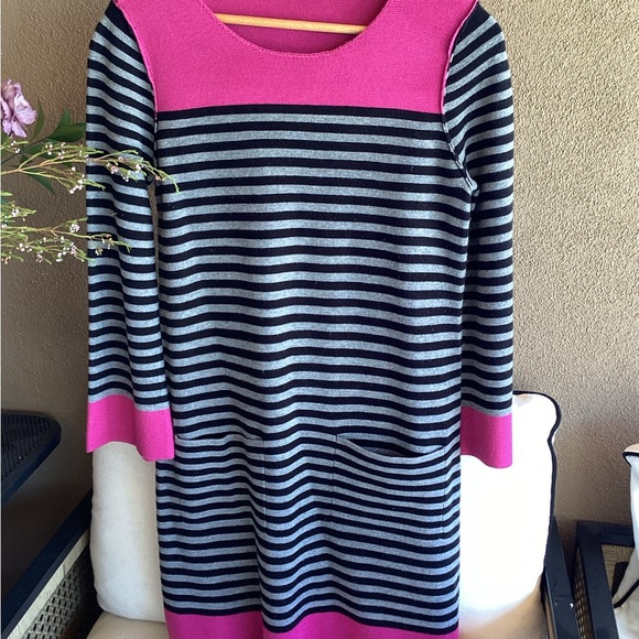 Eliza J Pink Black and Grey Long Sleeve Sweater Dress - Picture 1 of 6